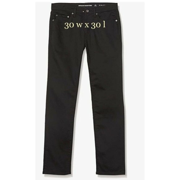 Men's Straight-Fit Stretch‎ Jeans, Black, 30Wx30L - Picture 5 of 6